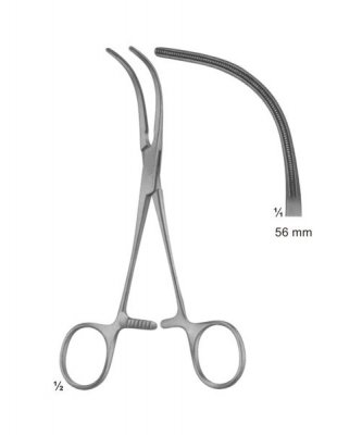 DeBakey Vascular Clamp Curved Jaw, jaw length 56mm, Length 160mm